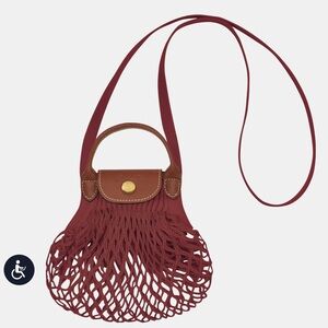NWT Longchamp LE PLIAGE FILET XS MESH BAG in burgundy